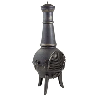 Bentley 120cm Extra-Large Open Bowl Mesh Cast Iron Patio Chiminea Heater Black - Image 4